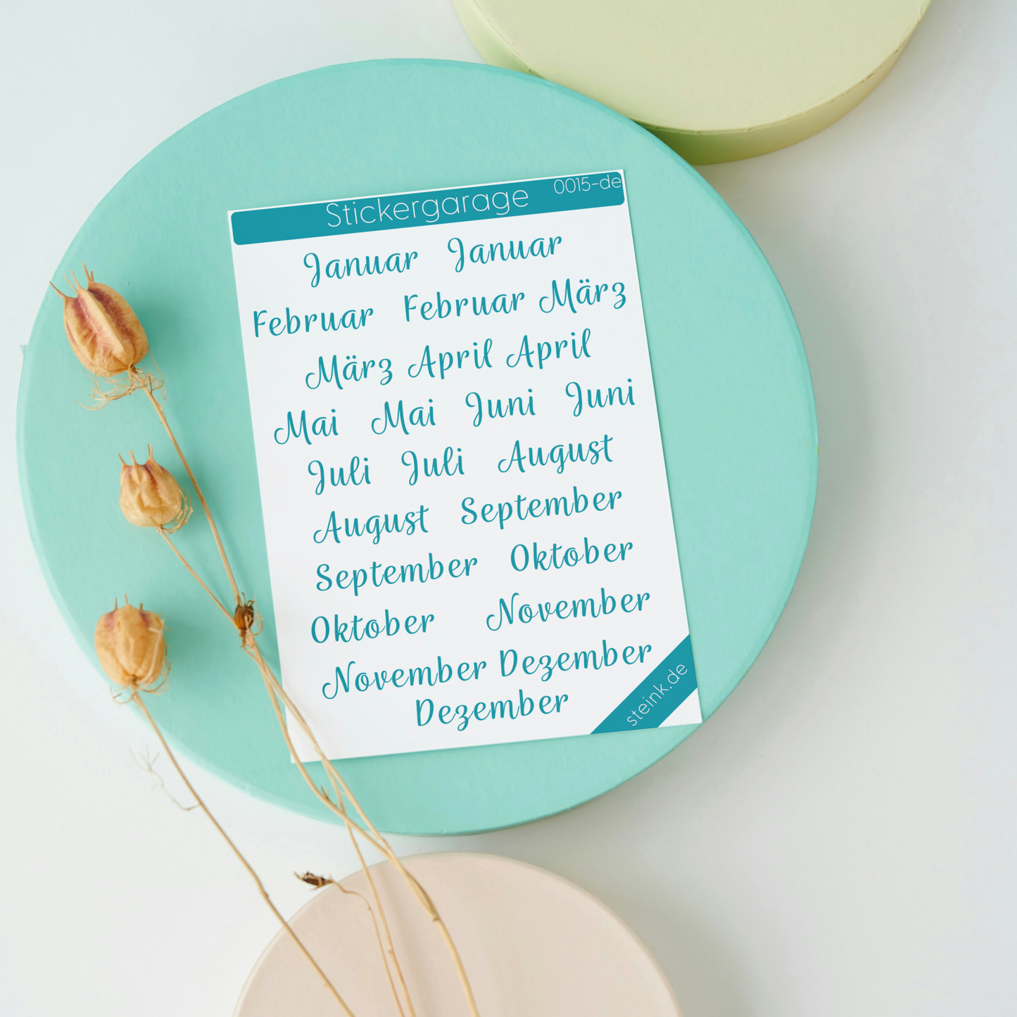 Stickerbogen Monate - 24 Sticker - Planer, Journal, Kalender, Tagebuch - Candy