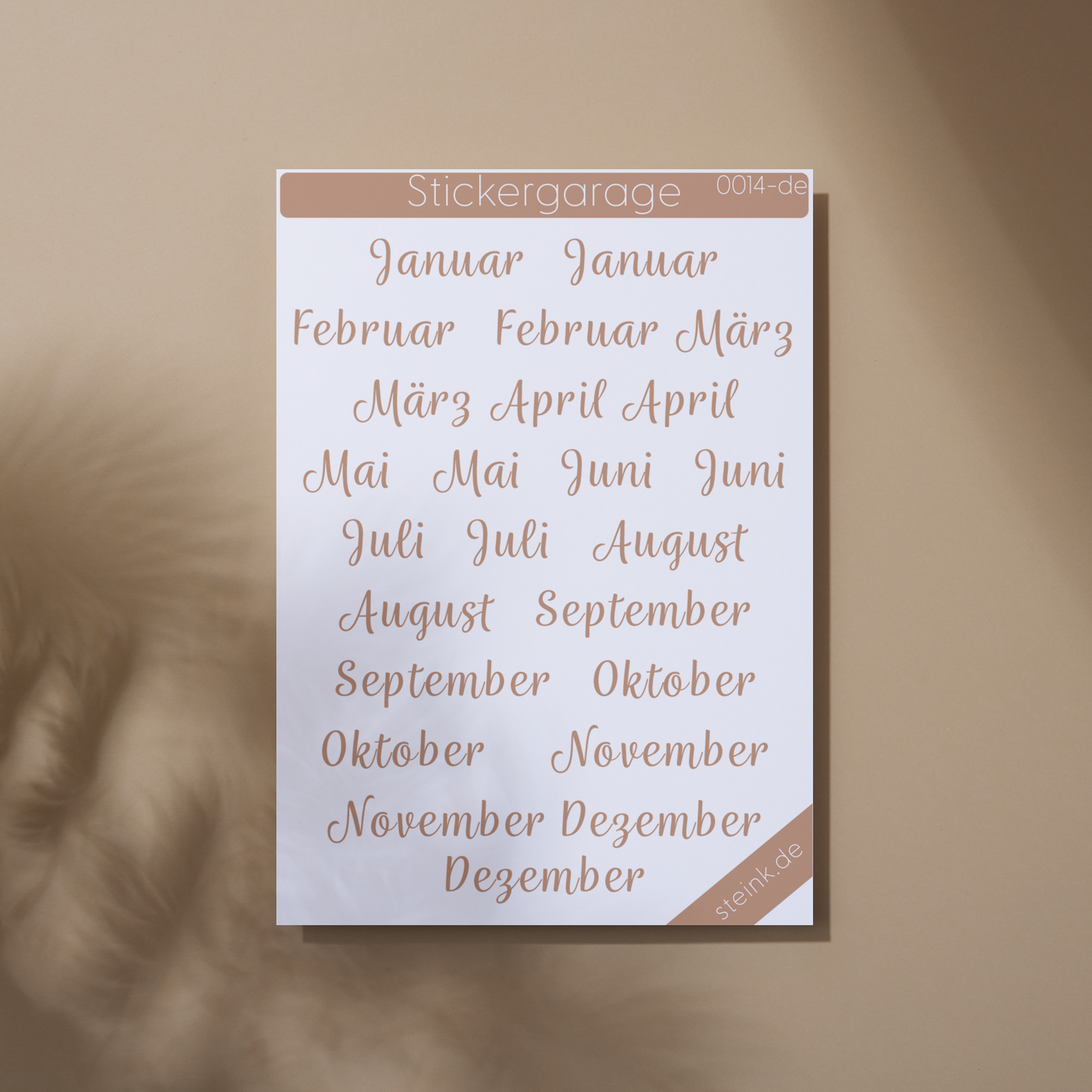 Stickerbogen Monate - 24 Sticker - Planer, Journal, Kalender, Tagebuch - Soft Blush