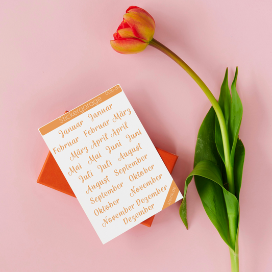 Stickerbogen Monate - 24 Sticker - Planer, Journal, Kalender, Tagebuch - Autumn