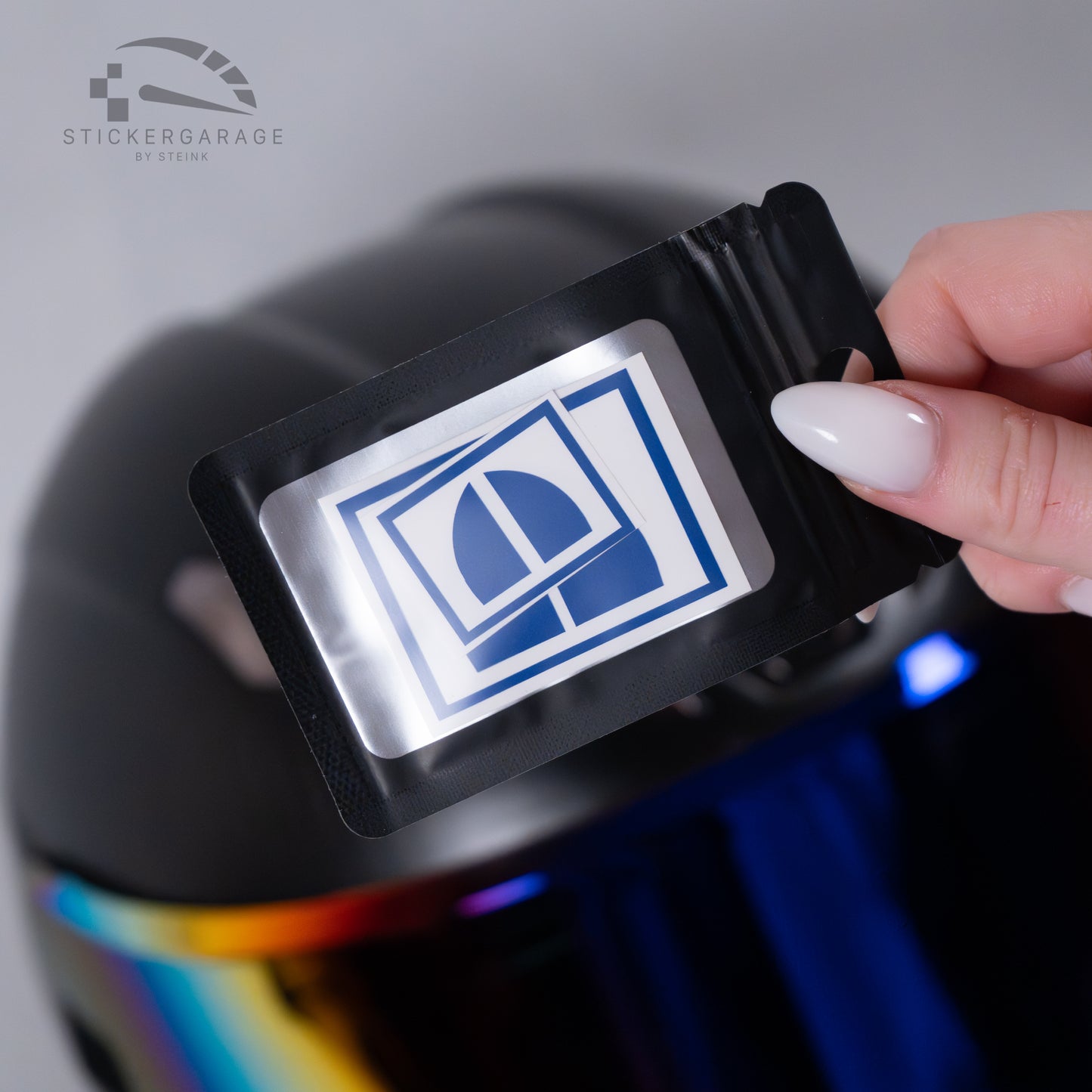 Logo Cover Sticker suitable for AGV helmet models (set of 2 - front & rear) blue