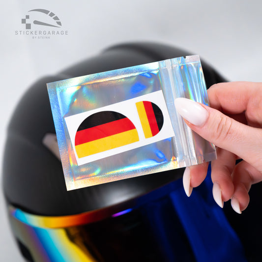 Overlay Logo Cover Sticker suitable for AGV helmet models (Set for Front & Back) – German Flag.