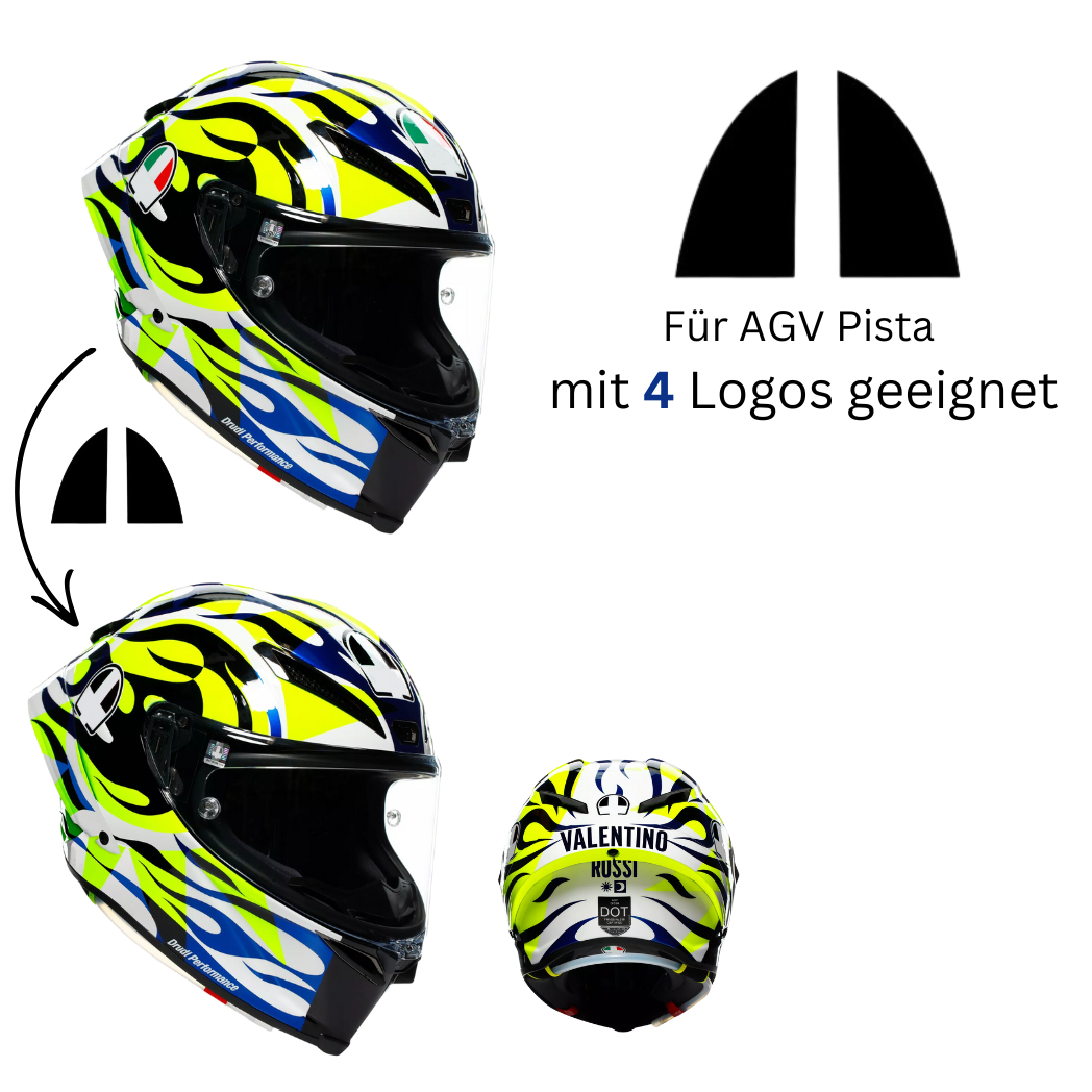 Cover für AGV Pista mit 4 Logos in Schwarz
