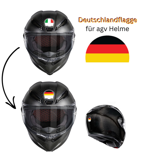 Überkleber Logo Cover Sticker passend für AGV Helm Modelle (Set für Vorne & Hinten) Deutschlandflagge