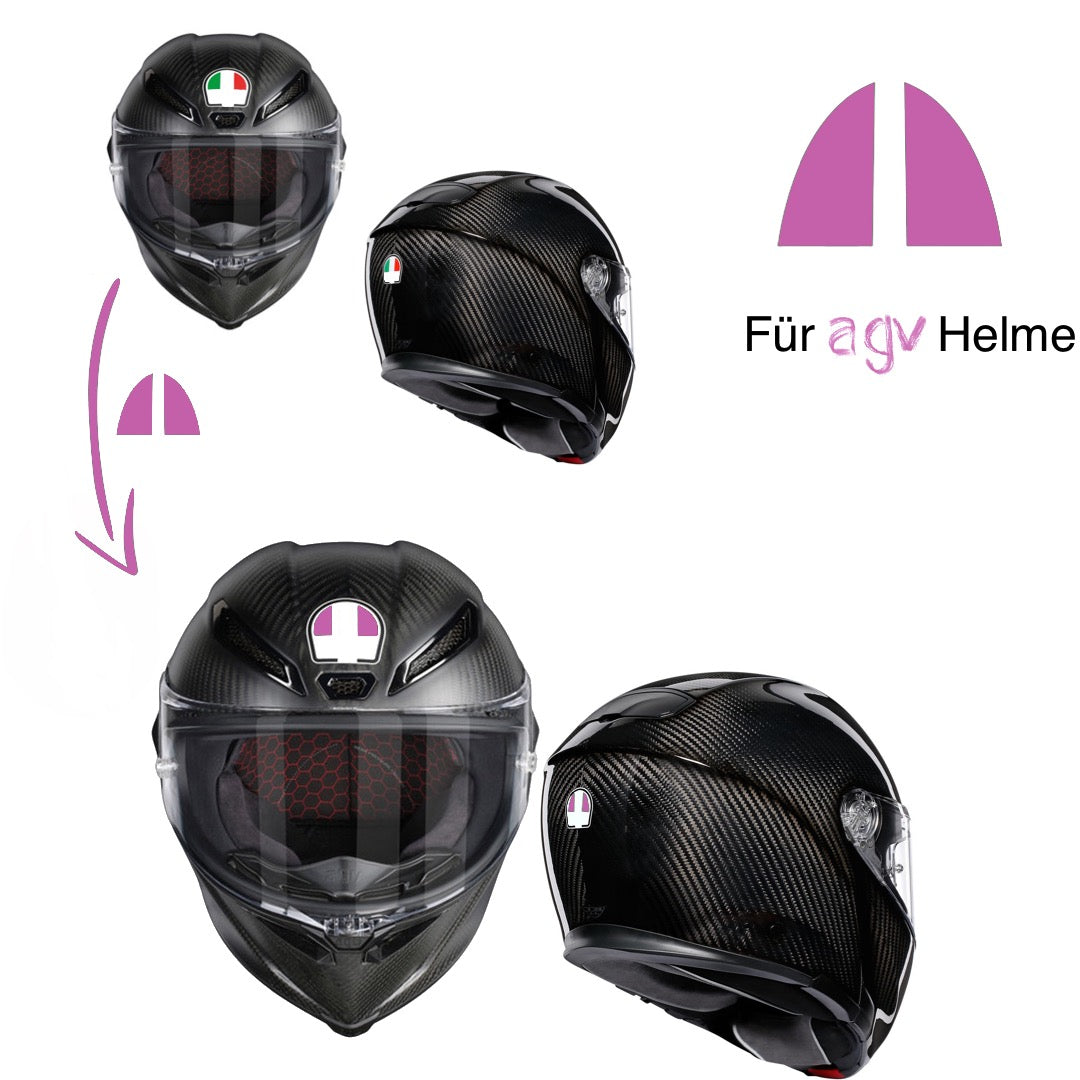 Überkleber Logo Cover Sticker passend für AGV Helm Modelle Pink