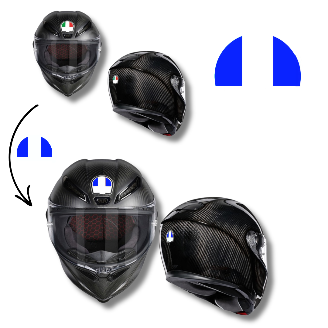 Logo Cover Sticker suitable for AGV helmet models (set of 2 - front & rear) blue
