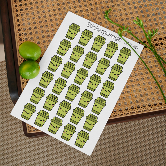 Mülleimer Stickerbogen - 30 Sticker - Planer, Journal, Kalender, Tagebuch - Grün