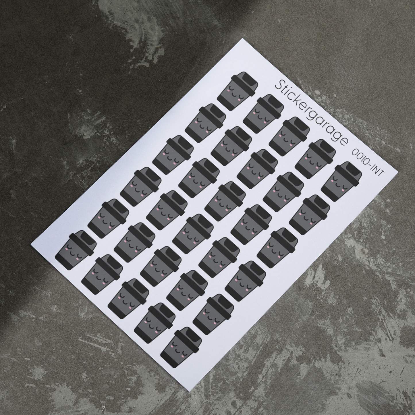 Mülleimer Stickerbogen - 30 Sticker - Planer, Journal, Kalender, Tagebuch - Schwarz