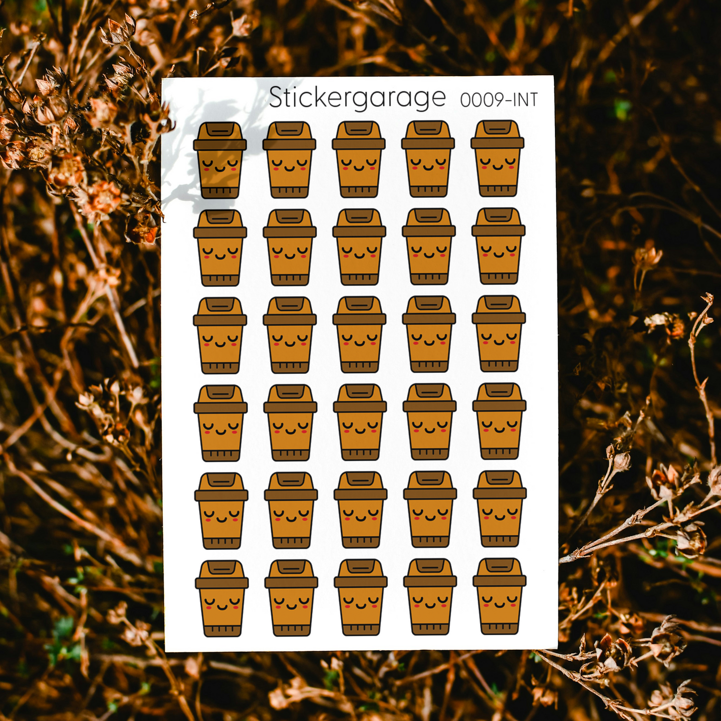 Mülleimer Stickerbogen - 30 Sticker - Planer, Journal, Kalender, Tagebuch - Braun