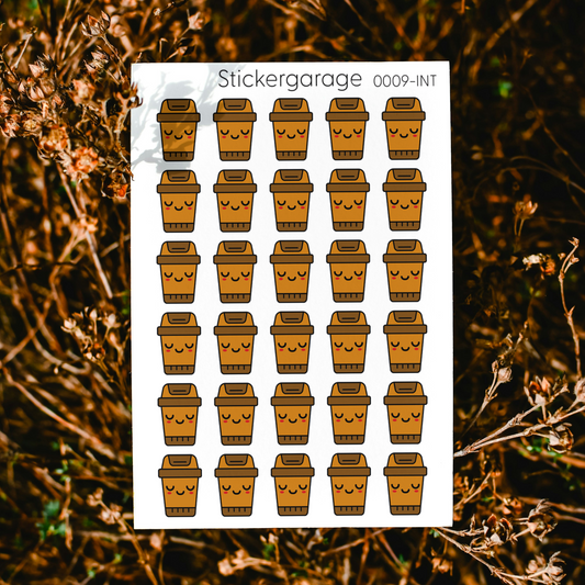 Mülleimer Stickerbogen - 30 Sticker - Planer, Journal, Kalender, Tagebuch - Braun