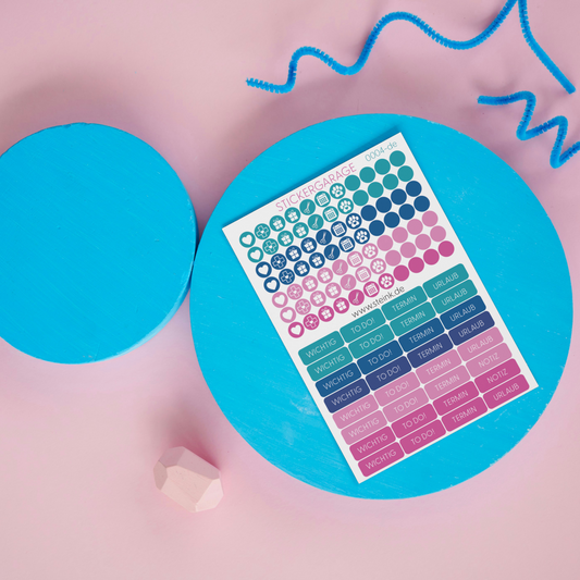Stickerbogen - 109 Sticker - Planer, Journal, Kalender, Tagebuch - Candy
